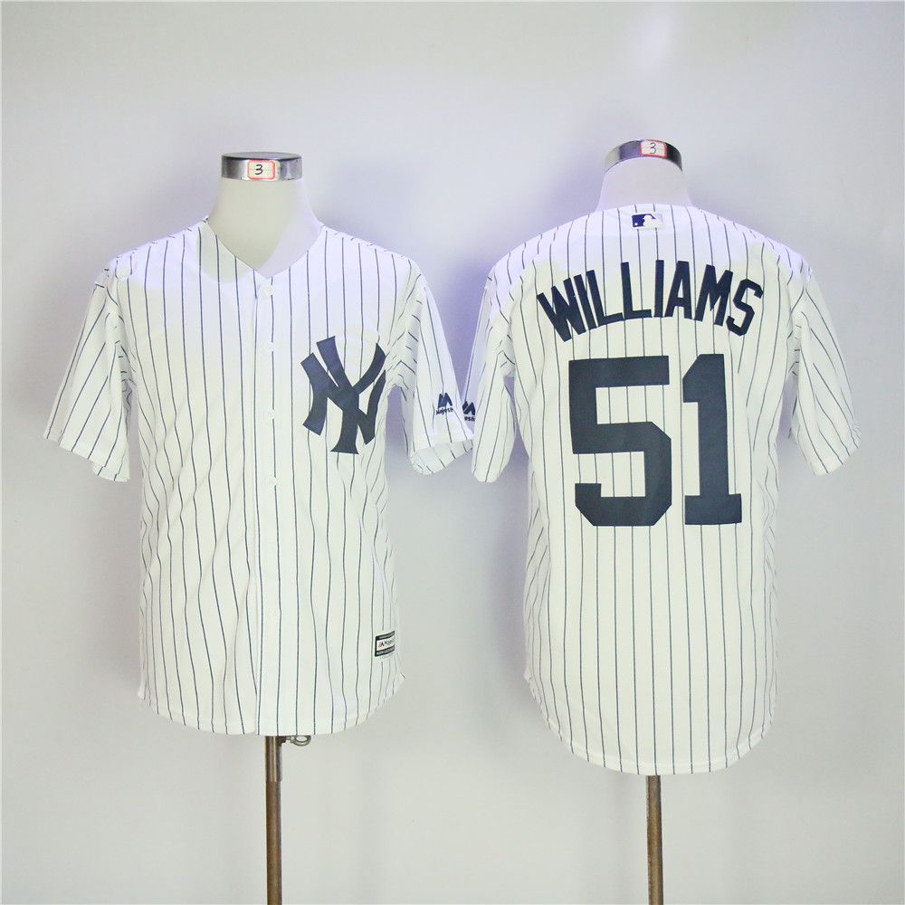 Men New York Yankees #51 Williams White MLB Jerseys